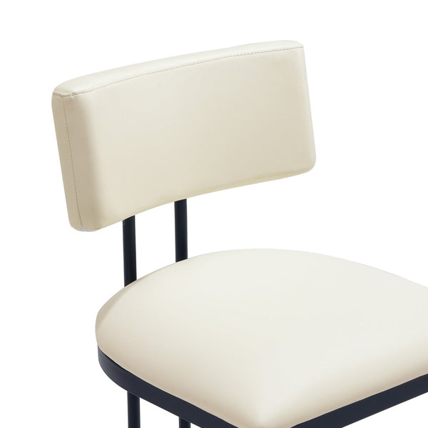 English Elm Counter Stool with Vegan Leather Seat and Curved Metal Base for Kitchen or Bar Ivory B365P504255