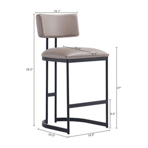 English Elm Counter Stool with Vegan Leather Seat and Curved Metal Base for Kitchen or Bar Taupe B365P504256