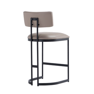 English Elm Counter Stool with Vegan Leather Seat and Curved Metal Base for Kitchen or Bar Taupe B365P504256