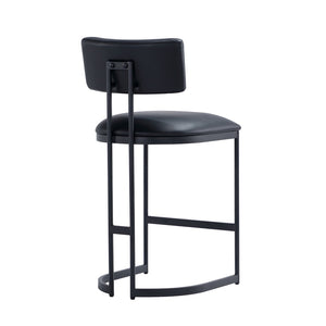 English Elm Counter Stool with Vegan Leather Seat and Curved Metal Base for Kitchen or Bar Black B365P504257