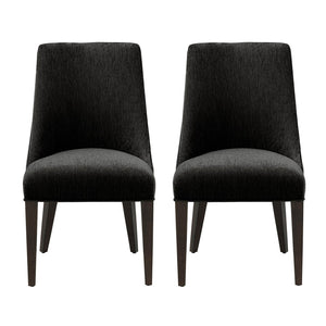 English Elm Dining Chair Set of 2 Chenille Upholstered Rubberwood Legs Mid-century Modern Style Black B365P504261