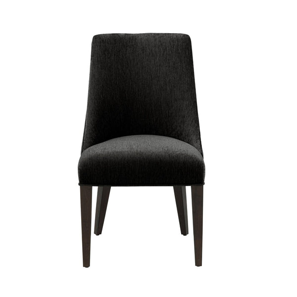 English Elm Dining Chair Set of 2 Chenille Upholstered Rubberwood Legs Mid-century Modern Style Black B365P504261