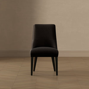English Elm Dining Chair Set of 2 Chenille Upholstered Rubberwood Legs Mid-century Modern Style Black B365P504261