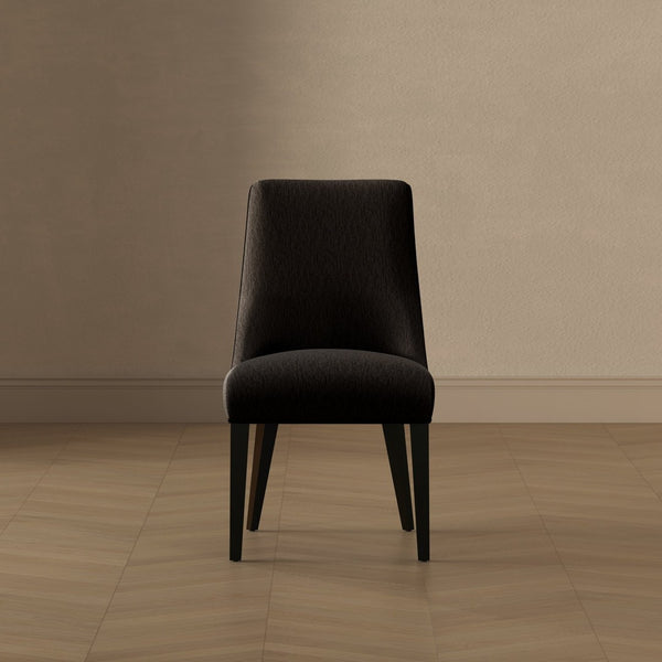 English Elm Dining Chair Set of 2 Chenille Upholstered Rubberwood Legs Mid-century Modern Style Black B365P504261