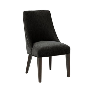 English Elm Dining Chair Set of 2 Chenille Upholstered Rubberwood Legs Mid-century Modern Style Black B365P504261