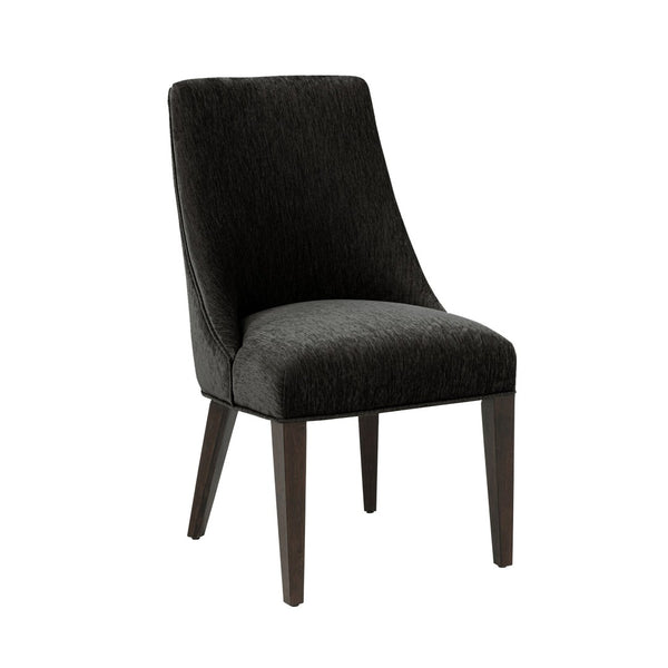 English Elm Dining Chair Set of 2 Chenille Upholstered Rubberwood Legs Mid-century Modern Style Black B365P504261