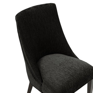 English Elm Dining Chair Set of 2 Chenille Upholstered Rubberwood Legs Mid-century Modern Style Black B365P504261
