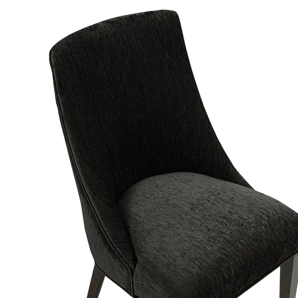 English Elm Dining Chair Set of 2 Chenille Upholstered Rubberwood Legs Mid-century Modern Style Black B365P504261
