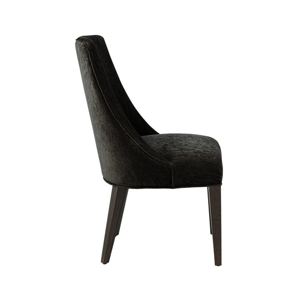English Elm Dining Chair Set of 2 Chenille Upholstered Rubberwood Legs Mid-century Modern Style Black B365P504261