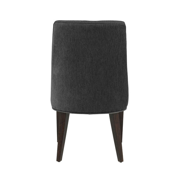 English Elm Dining Chair Set of 2 Chenille Upholstered Rubberwood Legs Mid-century Modern Style Black B365P504261