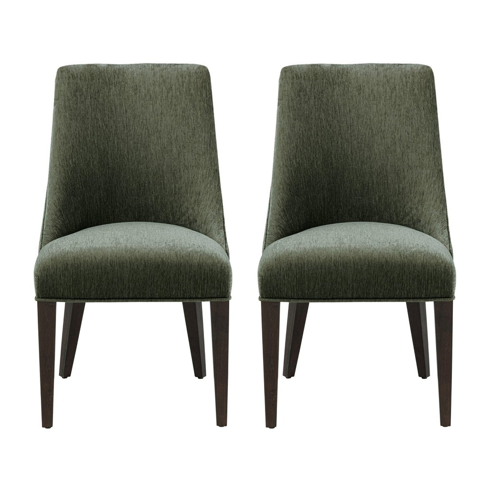 English Elm Dining Chair Set of 2 Chenille Upholstered Rubberwood Legs Mid-century Modern Style Green B365P504262