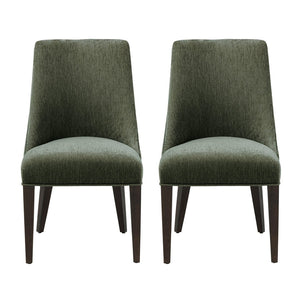 English Elm Dining Chair Set of 2 Chenille Upholstered Rubberwood Legs Mid-century Modern Style Green B365P504262