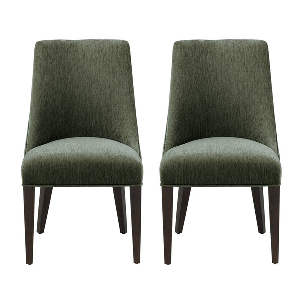 English Elm Dining Chair Set of 2 Chenille Upholstered Rubberwood Legs Mid-century Modern Style Green B365P504262