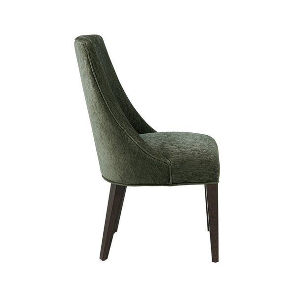 English Elm Dining Chair Set of 2 Chenille Upholstered Rubberwood Legs Mid-century Modern Style Green B365P504262