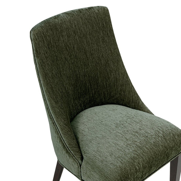 English Elm Dining Chair Set of 2 Chenille Upholstered Rubberwood Legs Mid-century Modern Style Green B365P504262