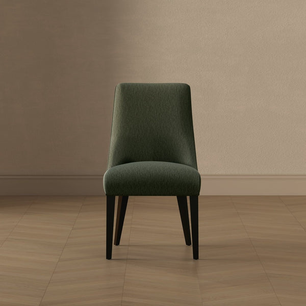 English Elm Dining Chair Set of 2 Chenille Upholstered Rubberwood Legs Mid-century Modern Style Green B365P504262