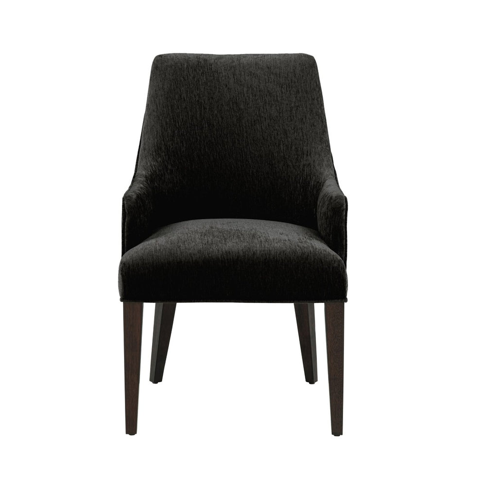 English Elm Armchair Chenille Upholstered Dining Seat with Walnut Rubberwood Legs and Lumbar Support Black B365P504263