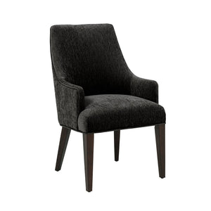 English Elm Armchair Chenille Upholstered Dining Seat with Walnut Rubberwood Legs and Lumbar Support Black B365P504263