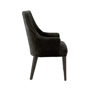 English Elm Armchair Chenille Upholstered Dining Seat with Walnut Rubberwood Legs and Lumbar Support Black B365P504263
