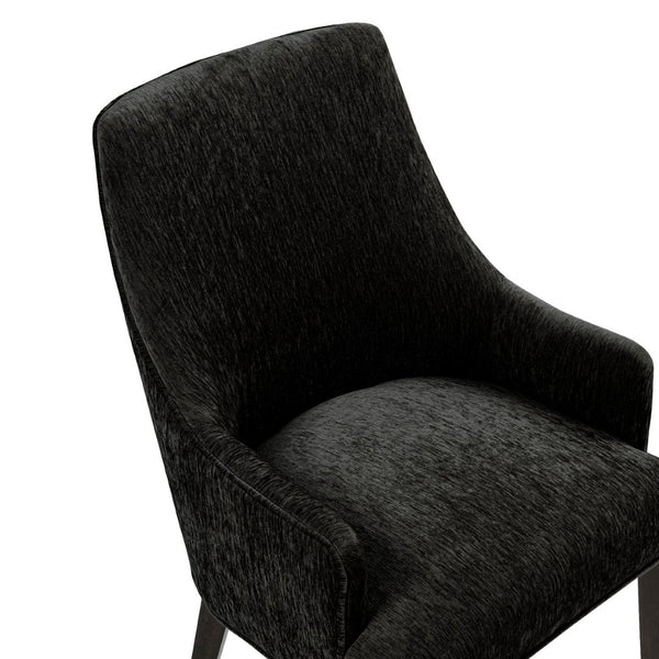 English Elm Armchair Chenille Upholstered Dining Seat with Walnut Rubberwood Legs and Lumbar Support Black B365P504263