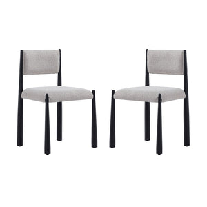 English Elm Side Chair Set of 2 Boucle Upholstered Mid Century Metal Frame Accent Seating Champagne B365P504265