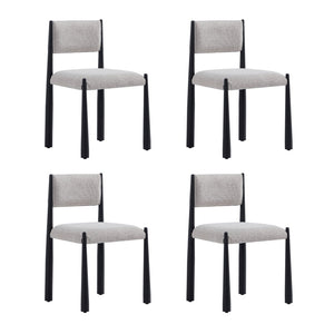 English Elm Side Chair Set of 2 Boucle Upholstered Mid Century Metal Frame Accent Seating Champagne B365P504265