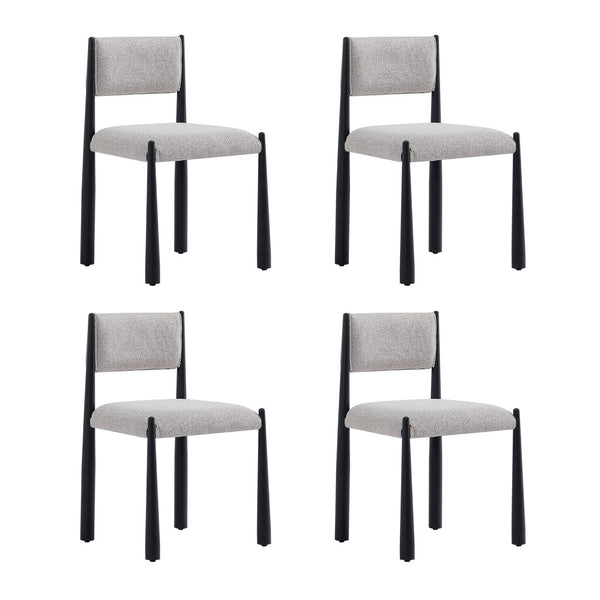 English Elm Side Chair Set of 2 Boucle Upholstered Mid Century Metal Frame Accent Seating Champagne B365P504265