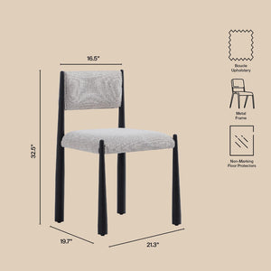 English Elm Side Chair Set of 2 Boucle Upholstered Mid Century Metal Frame Accent Seating Champagne B365P504265