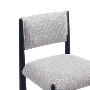 English Elm Side Chair Set of 2 Boucle Upholstered Mid Century Metal Frame Accent Seating Champagne B365P504265