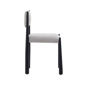 English Elm Side Chair Set of 2 Boucle Upholstered Mid Century Metal Frame Accent Seating Champagne B365P504265