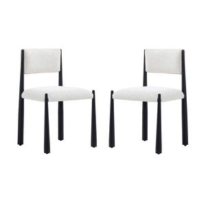 English Elm Side Chair Set of 2 Boucle Upholstered Mid Century Metal Frame Accent Seating Cream B365P504266