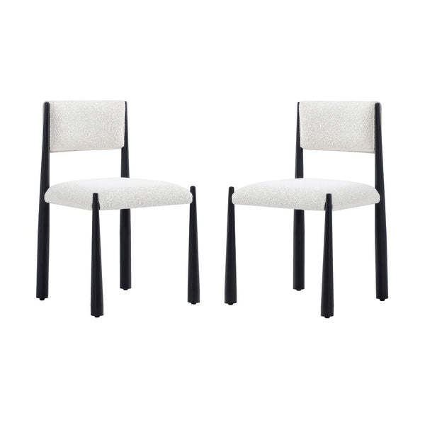 English Elm Side Chair Set of 2 Boucle Upholstered Mid Century Metal Frame Accent Seating Cream B365P504266