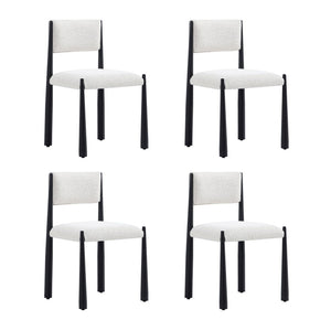 English Elm Side Chair Set of 2 Boucle Upholstered Mid Century Metal Frame Accent Seating Cream B365P504266