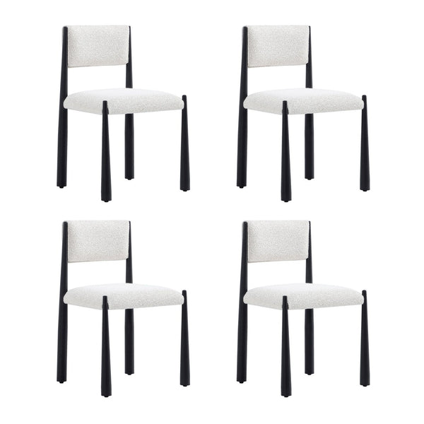 English Elm Side Chair Set of 2 Boucle Upholstered Mid Century Metal Frame Accent Seating Cream B365P504266