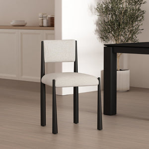 English Elm Side Chair Set of 2 Boucle Upholstered Mid Century Metal Frame Accent Seating Cream B365P504266