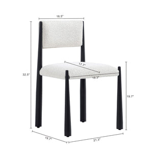English Elm Side Chair Set of 2 Boucle Upholstered Mid Century Metal Frame Accent Seating Cream B365P504266