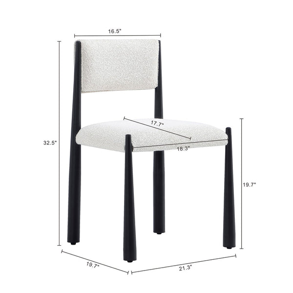 English Elm Side Chair Set of 2 Boucle Upholstered Mid Century Metal Frame Accent Seating Cream B365P504266