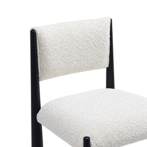 English Elm Side Chair Set of 2 Boucle Upholstered Mid Century Metal Frame Accent Seating Cream B365P504266