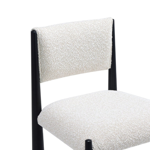 English Elm Side Chair Set of 2 Boucle Upholstered Mid Century Metal Frame Accent Seating Cream B365P504266