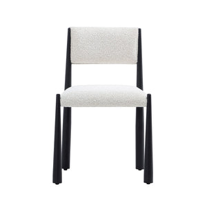 English Elm Side Chair Set of 2 Boucle Upholstered Mid Century Metal Frame Accent Seating Cream B365P504266