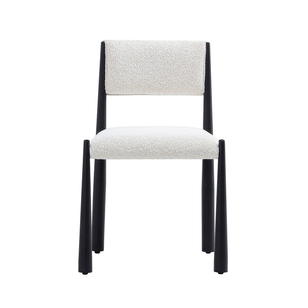 English Elm Side Chair Set of 2 Boucle Upholstered Mid Century Metal Frame Accent Seating Cream B365P504266