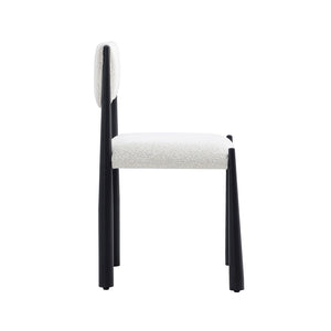 English Elm Side Chair Set of 2 Boucle Upholstered Mid Century Metal Frame Accent Seating Cream B365P504266