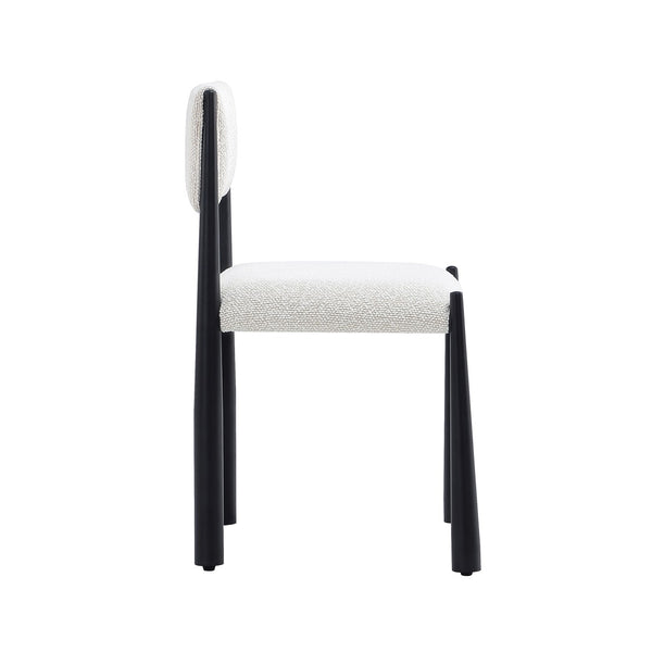English Elm Side Chair Set of 2 Boucle Upholstered Mid Century Metal Frame Accent Seating Cream B365P504266