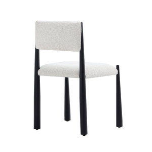 English Elm Side Chair Set of 2 Boucle Upholstered Mid Century Metal Frame Accent Seating Cream B365P504266