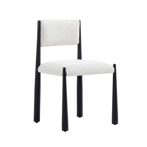 English Elm Side Chair Set of 2 Boucle Upholstered Mid Century Metal Frame Accent Seating Cream B365P504266