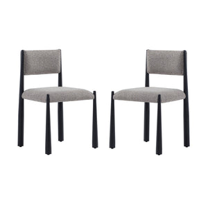 English Elm Side Chair Set of 2 Boucle Upholstered Mid Century Metal Frame Accent Seating Mushroom B365P504267