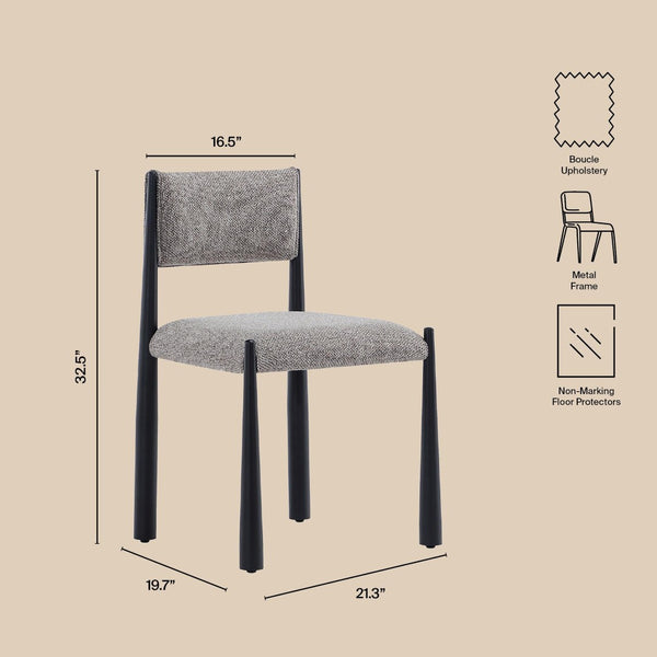 English Elm Side Chair Set of 2 Boucle Upholstered Mid Century Metal Frame Accent Seating Mushroom B365P504267