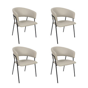 English Elm Armchair Set of 2 Sculptural Vegan Leather Wraparound Seat for Modern Living Rooms Stone Gray B365P504271