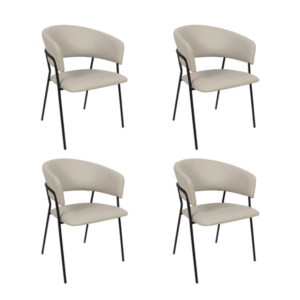 English Elm Armchair Set of 2 Sculptural Vegan Leather Wraparound Seat for Modern Living Rooms Stone Gray B365P504271