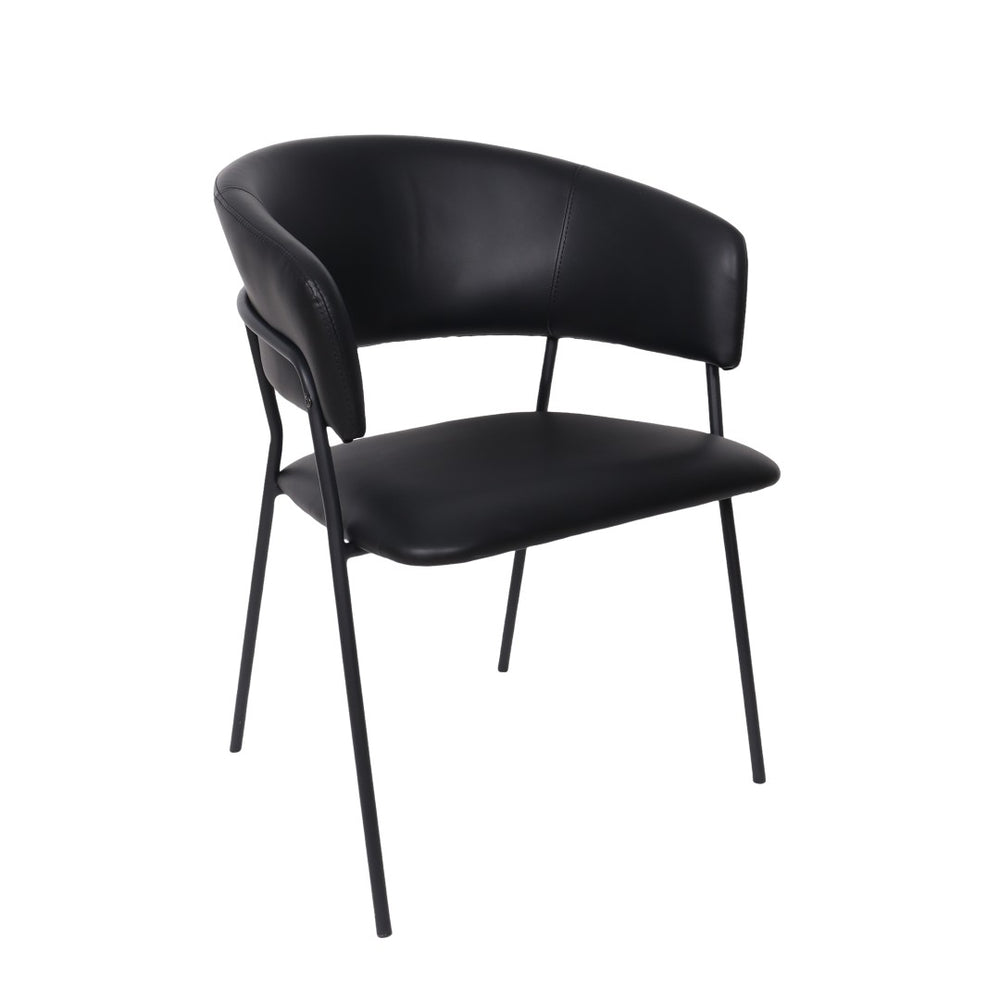English Elm Armchair Set of 2 Sculptural Vegan Leather Wraparound Seat for Modern Living Rooms Black B365P504272